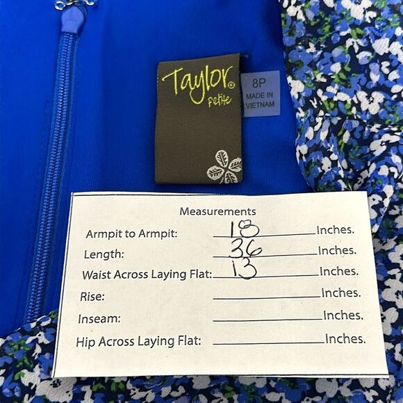 TAYLOR Women's Floral-Print Tiered Ruffle Hem Dress Sz 8P V-Neck Smocked Waist - Picture 9 of 16